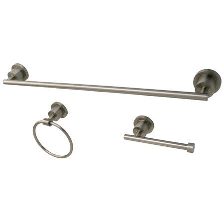 Kingston Brass 3-Piece Bathroom Accessories Set, Brushed Nickel BAK821148SN